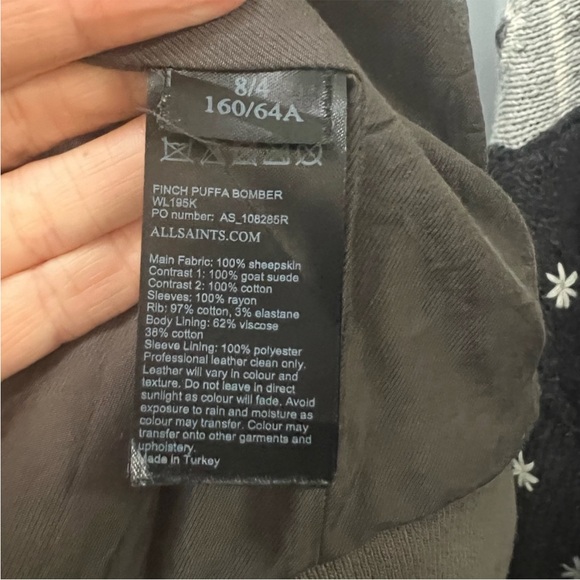 All Saints Finch Puffa Bomber Jacket - Picture 9 of 9
